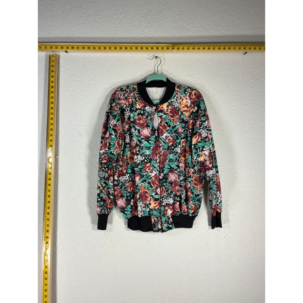Unbranded Multicolor Floral Bomber Jacket - L - Vintage Retro Boho Zip Up